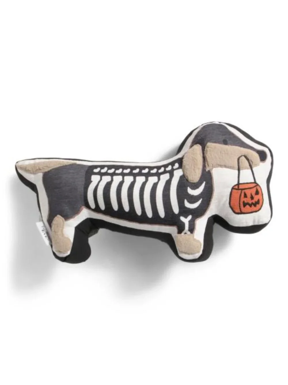 CYNTHIA ROWLEY Skeleton Dachshund Costume Embroidered Pillow